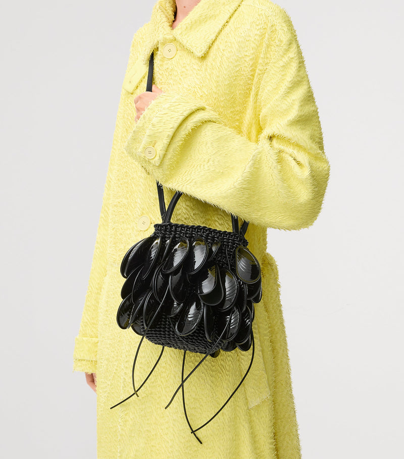LOEWE Leather Shell Bucket Bag with woven texture, imported from the UK