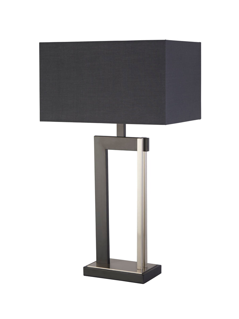 Searchlight table lamp black and satin nickel with grey shade, UK version