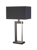 Searchlight table lamp black and satin nickel with grey shade, UK version