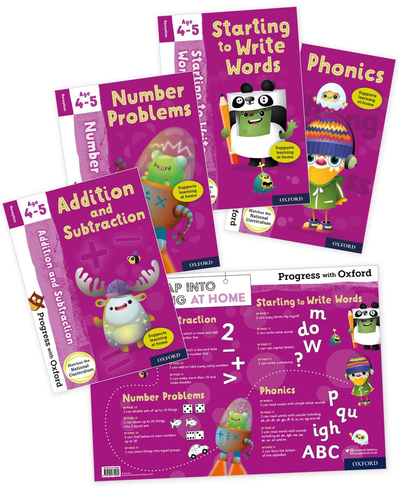 Progress with Oxford 4-book activity set with poster (British brand)
