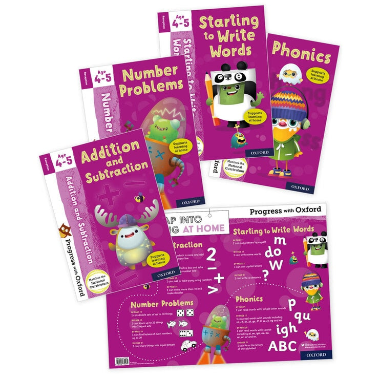 Oxford activity book collection with poster for ages 4-5, UK version