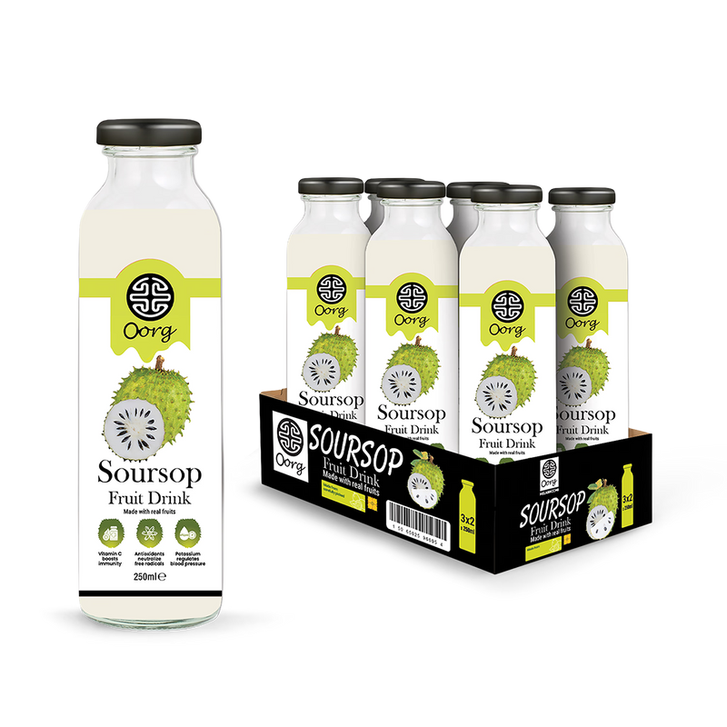 OORG natural soursop fruit juice 250ml x 6, imported from the UK