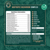 Wiseshrooms nootropic mushroom complex 90 vegan capsules, imported from the UK