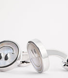 Babette Wasserman rhodium-plated smiley face cufflinks 1.5cm - British product