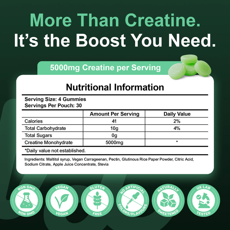 The Vitality Lab creatine gummies 5000mg 120 gummies, imported from the UK