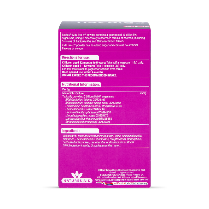 Nature's Aid Kidz Pro-5 probiotic powder 90g, imported from the UK