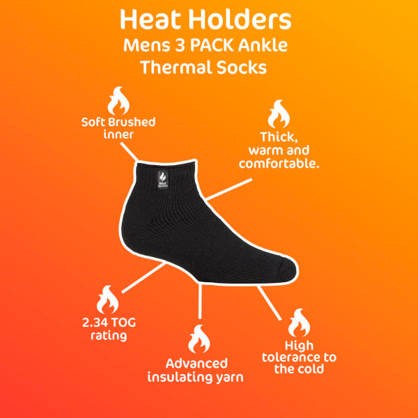 Heat Holders men's low cut thermal slipper socks 3 pairs (British brand)