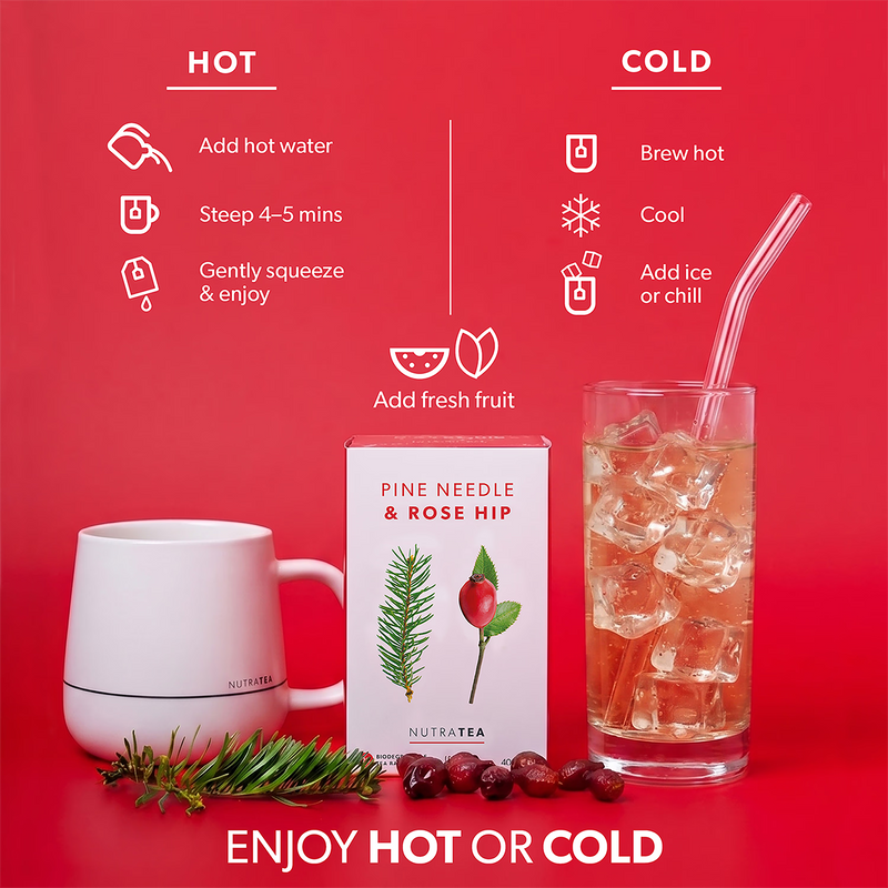Herbal Tea Pine Needle & Rose Hip 20 Tea Bags (British brand)
