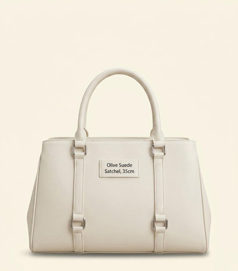 McQueen suede Farringdon top-handle bag, imported from the UK