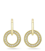 Harrods Yellow Gold and Diamond Classic Roulette Earrings 22mm- Buy online at McGrocer