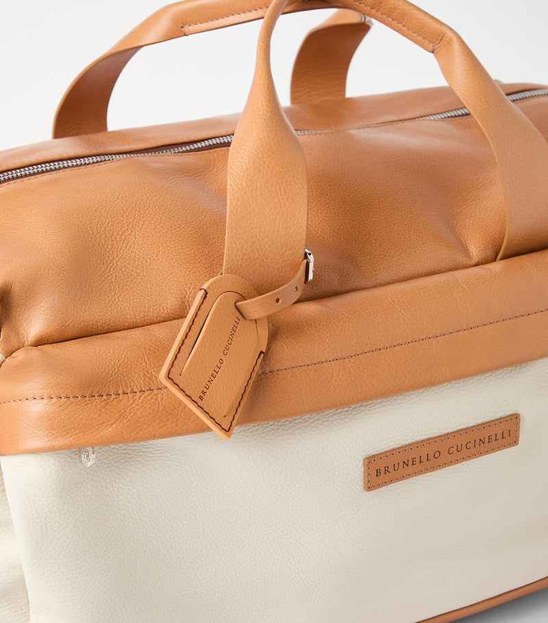 Brunello Cucinelli two-tone grained calfskin holdall - British product