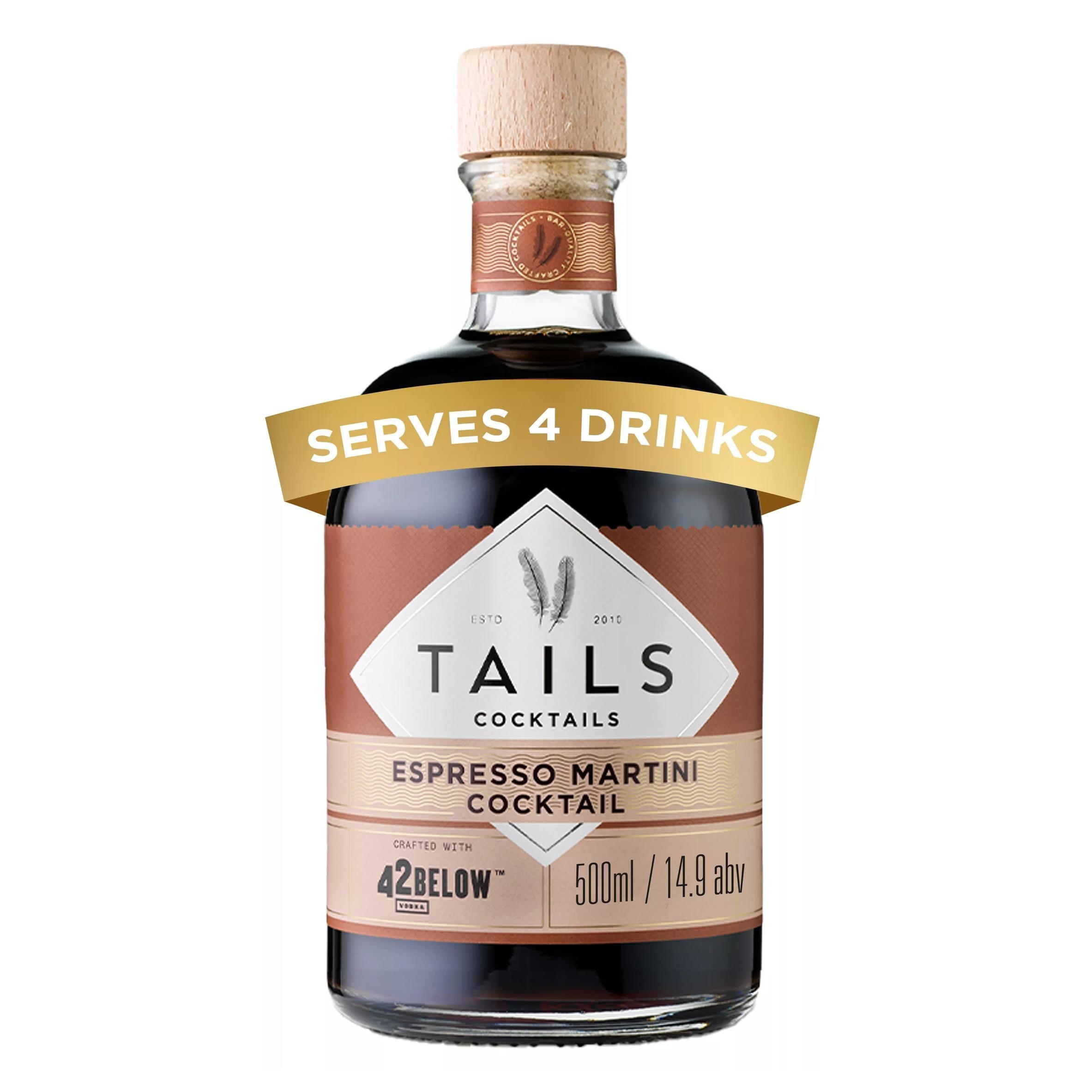 Tails Cocktails Espresso Martini Cocktail Premixed Vodka Cocktail 50cl GOODS Sainsburys