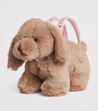 Soft Fluffy Puppy Bag with Zipped Pocket and Twin Handles, 20cm x 30cm x 14cm