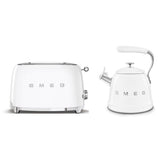 Superdrug Smeg WKF01 Whistling Stovetop Kettle and TSF01 2-Slice Toaster in White- Buy online at McGrocer