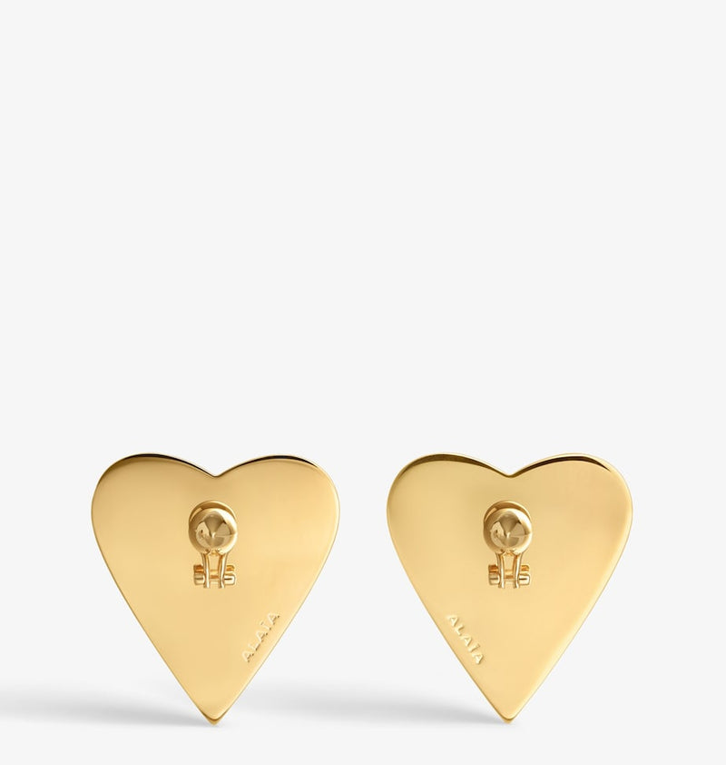 Alaïa Le Coeur Bombe earrings 4.5cm heart shape, imported from the UK