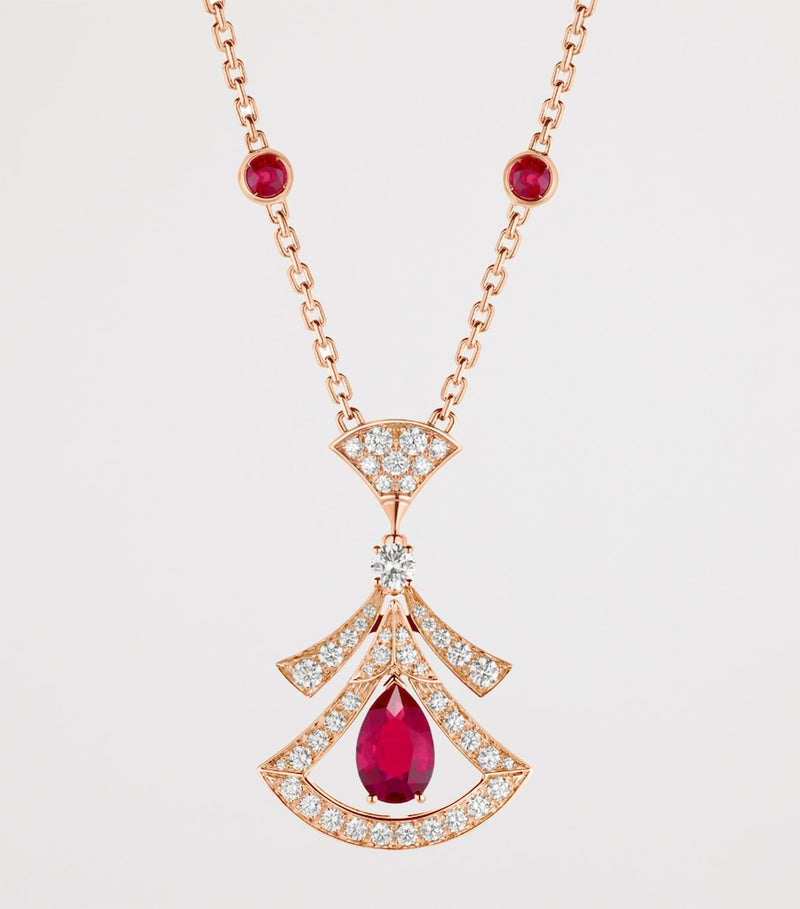 Bvlgari Divas' Dream pendant necklace rose gold ruby diamonds, UK version