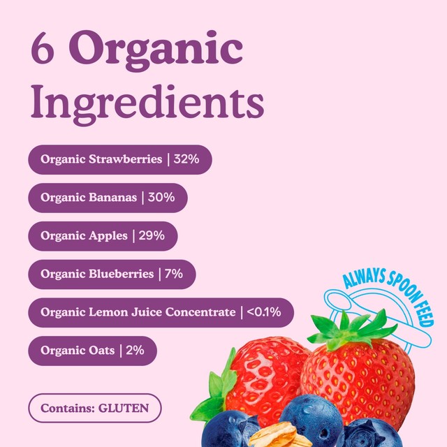 Little Freddie organic strawberries, blueberries and oats baby food pouch 6 x 100g, UK version