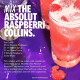 Absolut raspberry flavoured vodka 70cl - British product