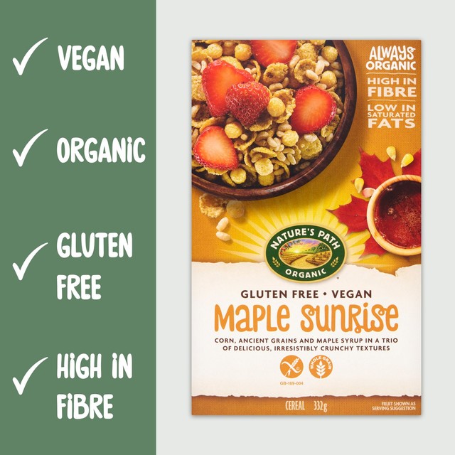 Nature's Path Maple Sunrise cereal 332g, imported from the UK