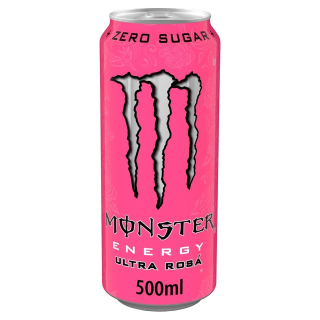 Monster Ultra Rosa Zero Sugar energy drink 500ml can, imported from the UK