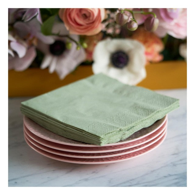 Duni pistachio green paper napkins 33cm, imported from the UK