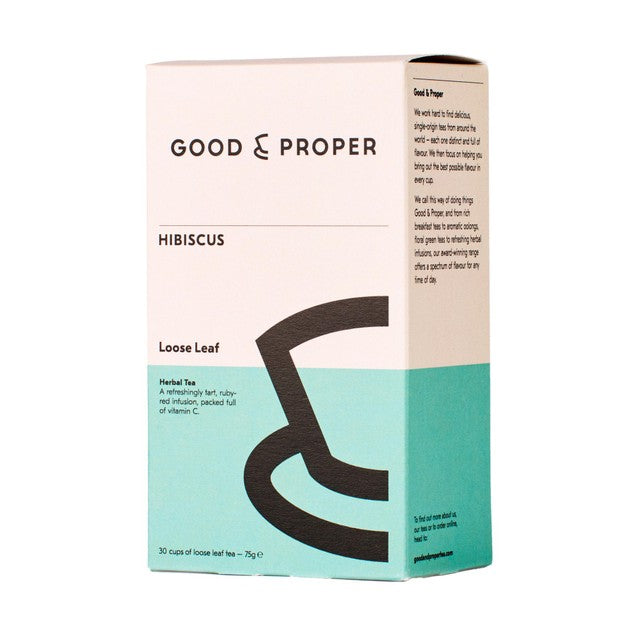Good & Proper Tea Hibiscus Loose Leaf Herbal Tea 75g, UK version