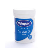 Valupak Cod Liver Oil Capsules 400mg (British brand)