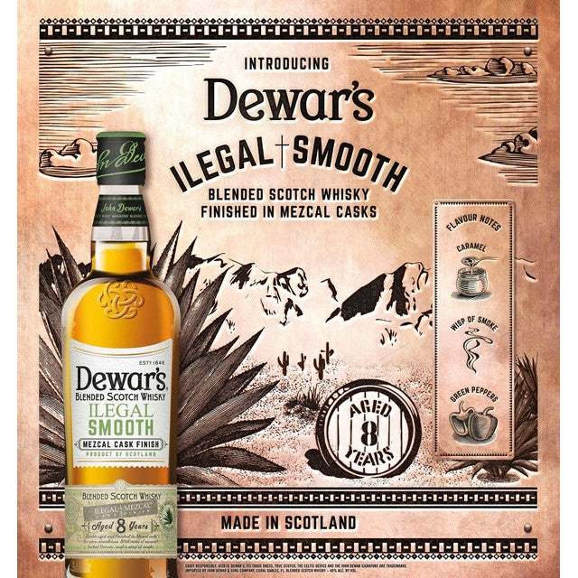 Dewars 8-year-old Mezcal cask finished blended Scotch whisky 70cl - British product