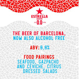Estrella Damm 0.0% Alcohol Free Beer 4 x 440ml cans - British product