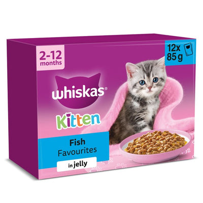 M&S Whiskas Kitten Fish Favourites Wet Cat Food Pouches in Jelly 12 x 85g- Buy online at McGrocer