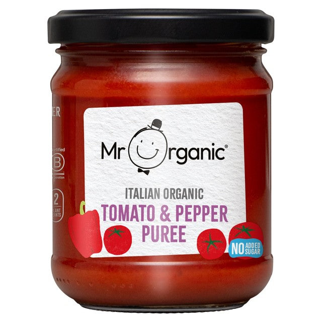 Mr Organic tomato and pepper puree 200g, imported from the UK