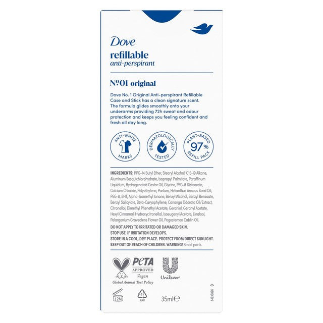 Dove No01 Original antiperspirant deodorant refillable kit - British product