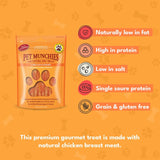 Pet Munchies chicken strips dog treats 90g, imported from the UK
