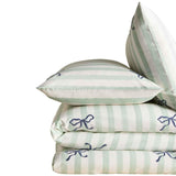 M&S M&S Pure Cotton Bow Striped Bedding Set Double 4 ft 6 Green Mix- Buy online at McGrocer