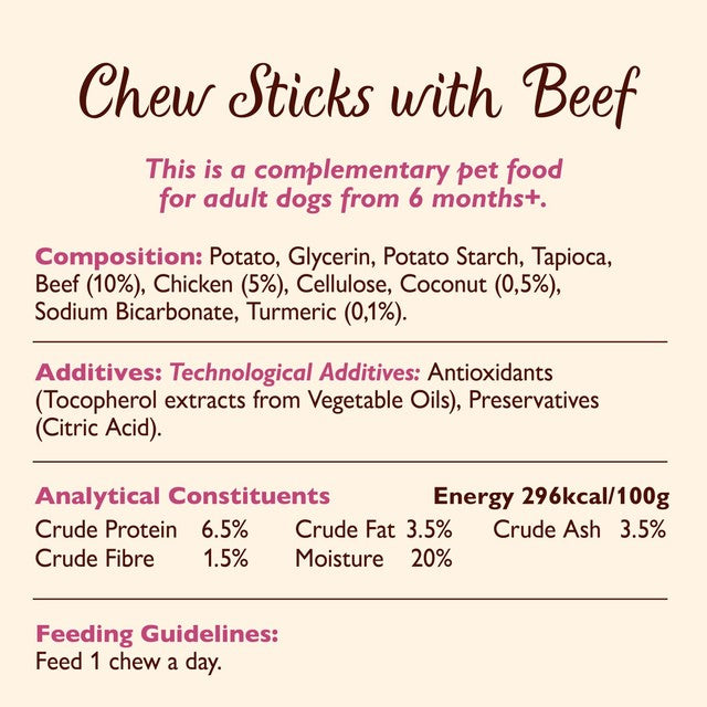 Lily's Kitchen dog chew sticks with beef 120g, UK version