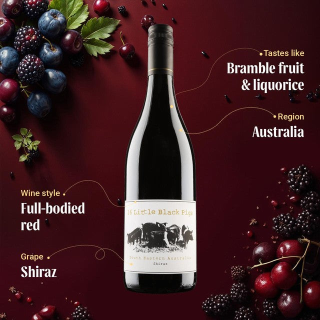 Virgin Wines 16 Little Black Pigs Shiraz red wine 75cl, UK version