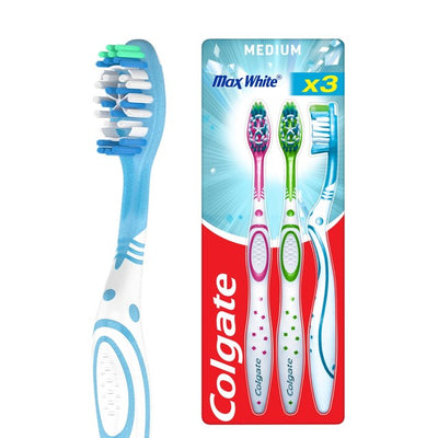 M&S Colgate Max White Medium Manual Toothbrush 3 Pack- Buy online at McGrocer