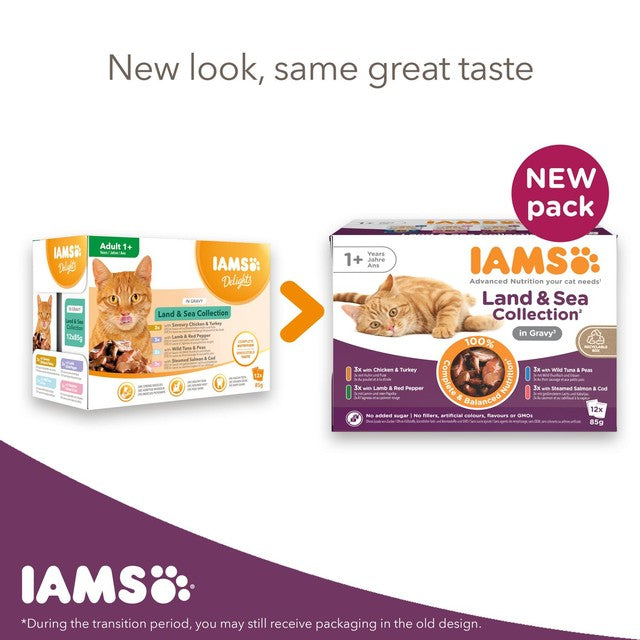 Iams wet cat food Land & Sea Collection 48 x 85g, UK version
