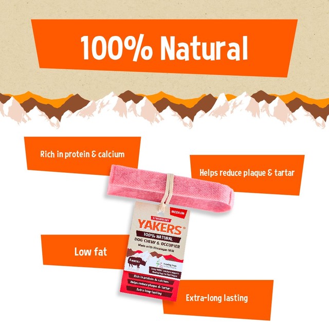 Yakers strawberry medium dog chew, UK version