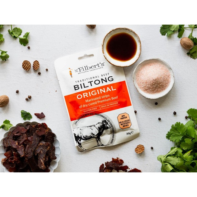 Mr Filbert's beef biltong original 25g, imported from the UK