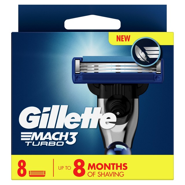 Gillette Mach 3 Turbo razor blades 8-pack, UK version