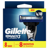Gillette Mach 3 Turbo razor blades 8-pack, UK version