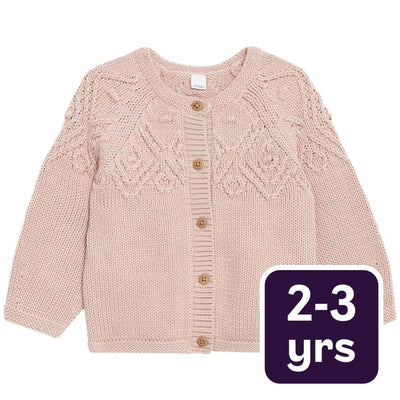 M&S Reine Baumwolle Gemusterte Strickjacke Mädchen Strickjacke Pink 2-3 Jahre