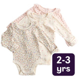 M&S M&S Girls Floral Pointelle Bodysuit with Collar in Ivory, 2-3 Years, Long-Sleeved Cotton Bodysuit- Buy online at McGrocer