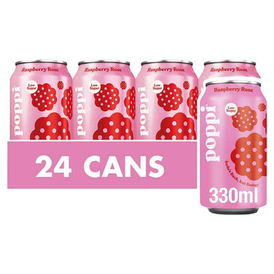 M&S Poppi Raspberry Rose Low Sugar Soda Cans- Buy online at McGrocer