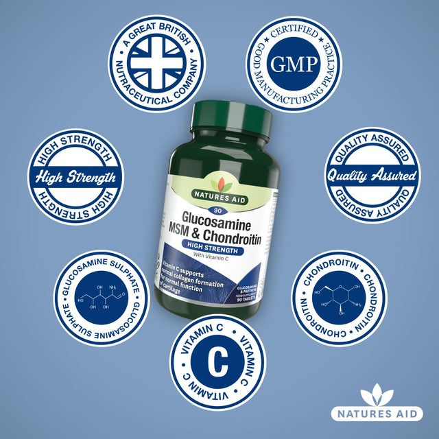 Natures Aid Glucosamine MSM Chondroitin supplement 90 tablets, imported from the UK