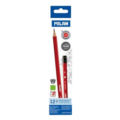 M&S Milan Box 12 HB Hexagonal Graphite Pencils with Eraser- Buy online at McGrocer