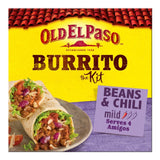 Old El Paso Mexican beans & beef chili mild burrito kit 620g, imported from the UK