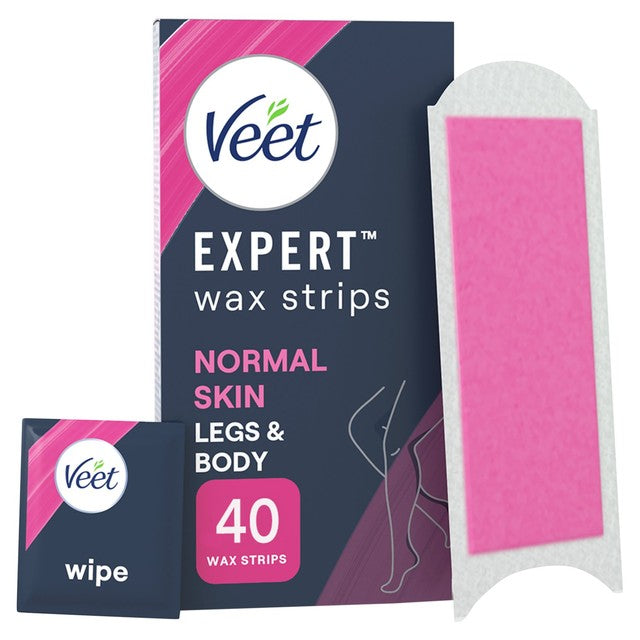 Veet wax strips for legs normal skin 40 strips (British brand)