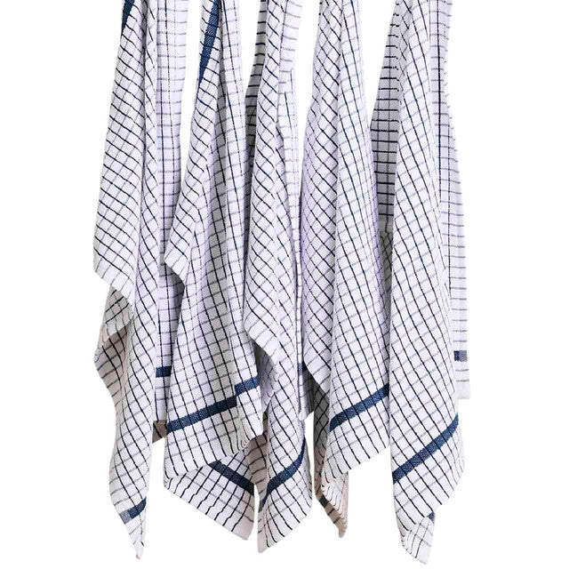 M&S blue checked terry tea towels 50x70 cm (British brand)